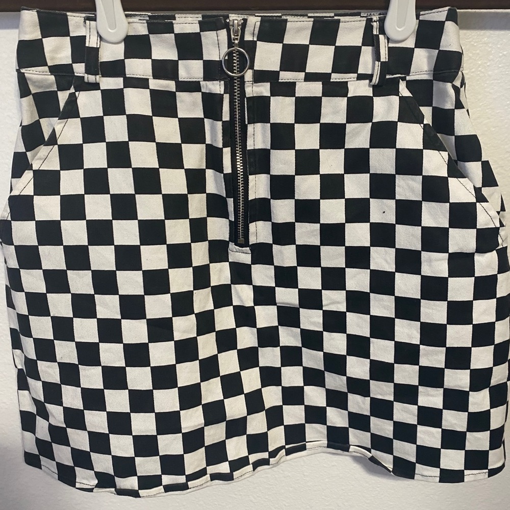 Neon Hart checkered mini skirt